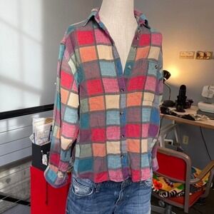 Adorable vintage color blocked cotton flannel